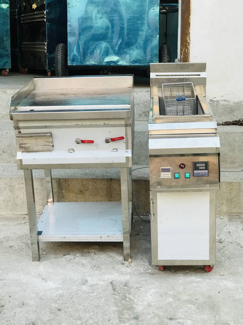Chips burger shawarma hotplate biryani juice and restaurant counter 3