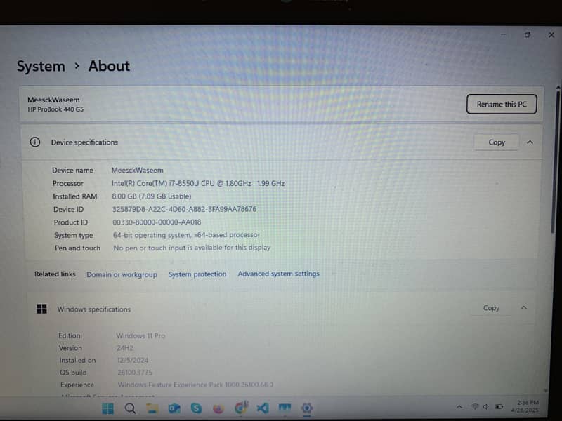 HP Probook 440 G5 - i7 (8th Gen) 8Gb/256Gb 13