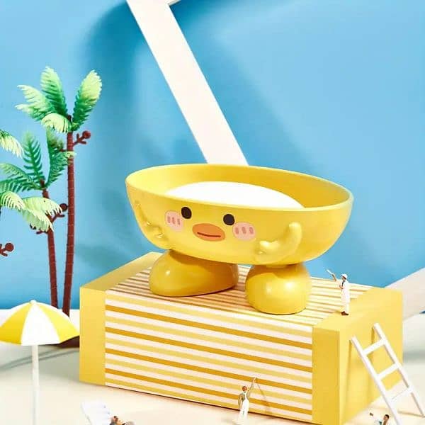 Cute Duck Design Oval Plastic Soap Dish 1