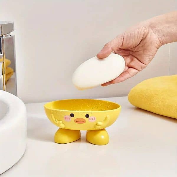 Cute Duck Design Oval Plastic Soap Dish 3
