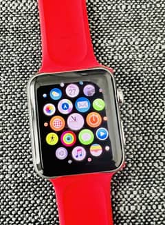 Apple WATCH STAINLESS STEEL NEW Condition 42MM Complete BOX Red Band