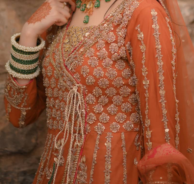 Fancy bridal angrakha dress for mehndi 2