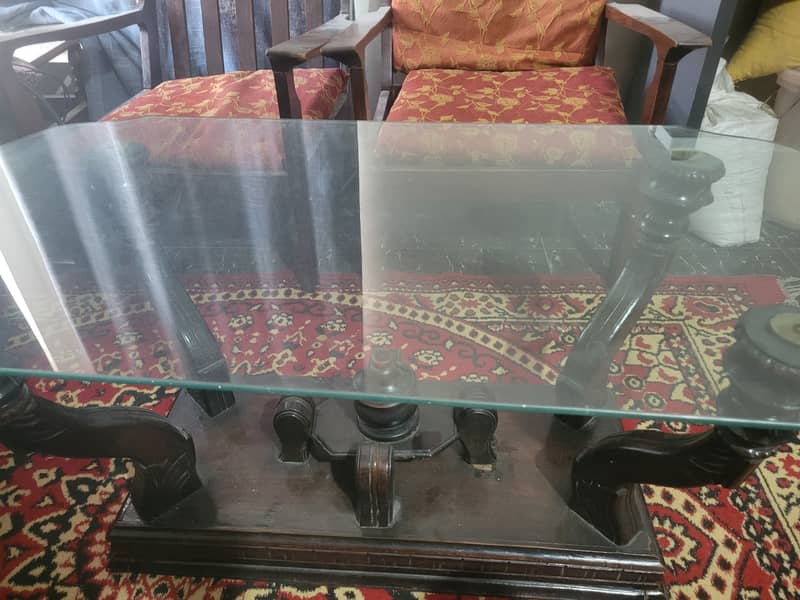 Wooden table with glass 2