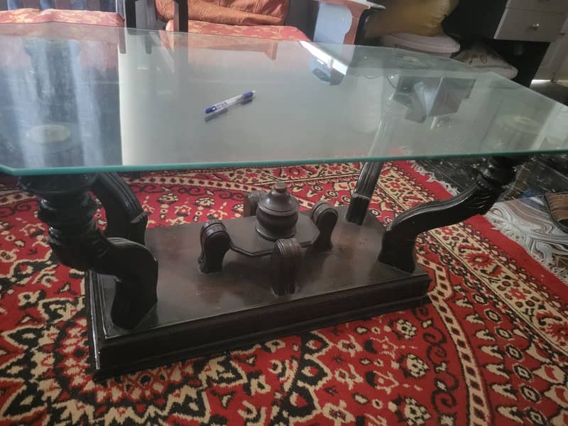 Wooden table with glass 3