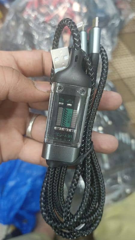 100w fast charging 3 in 1 cable 0