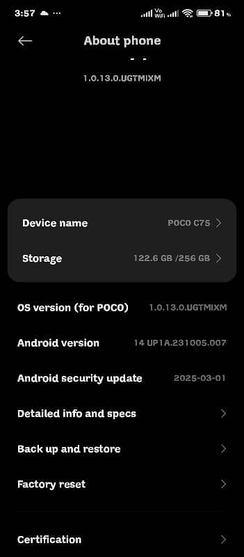 Poco c75 8/256 5