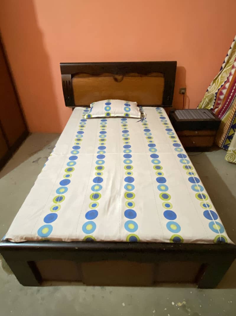 Wooden Single Bed with Mattress and Wall Mounted Dressing 2