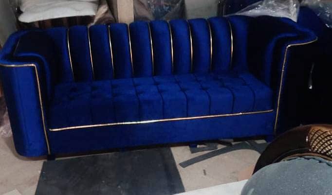 Blue Seven Seater Sofa Set with Table 0