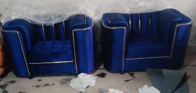 Blue Seven Seater Sofa Set with Table 1