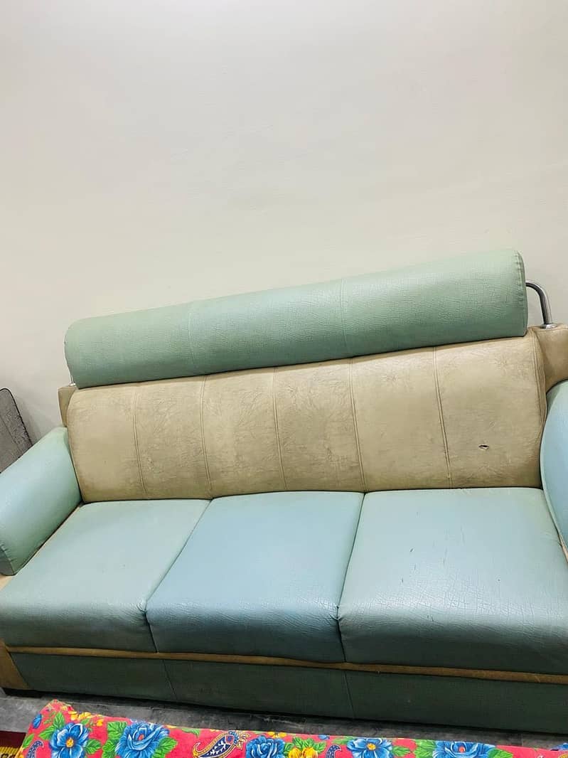 Leather sofa with table for sale 0