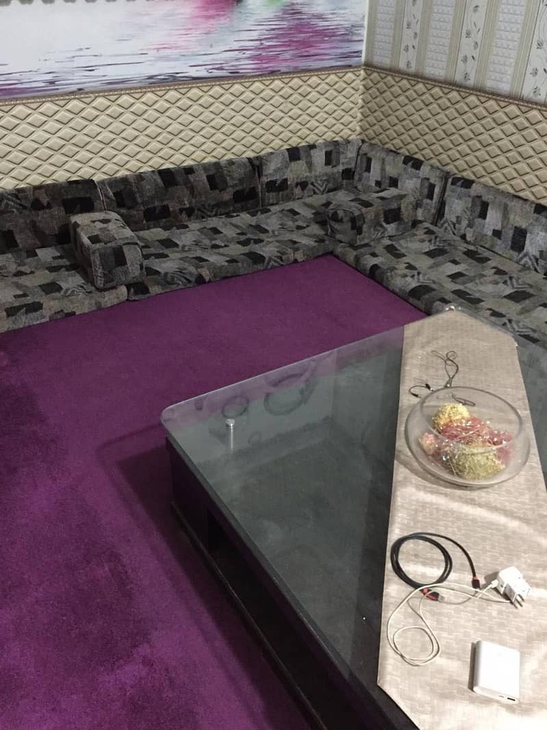 Leather sofa with table for sale 1