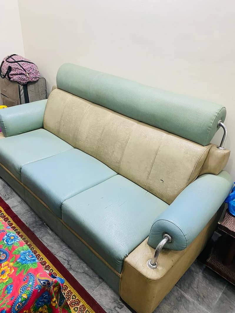 Leather sofa with table for sale 3