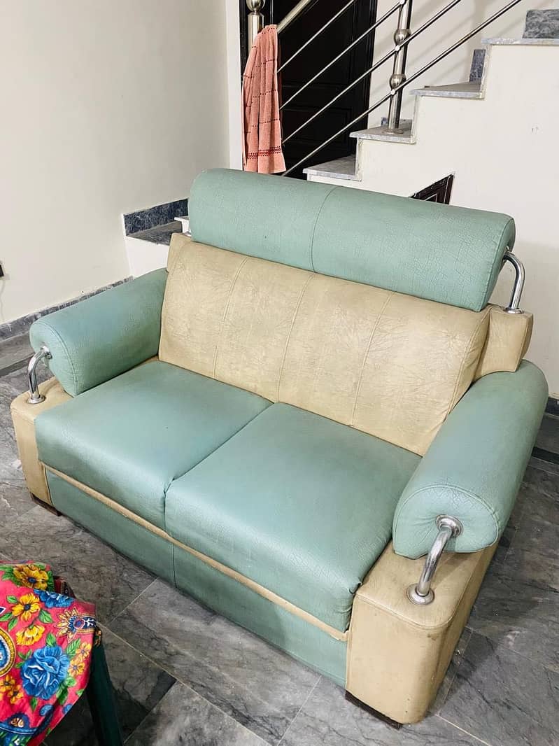 Leather sofa with table for sale 4