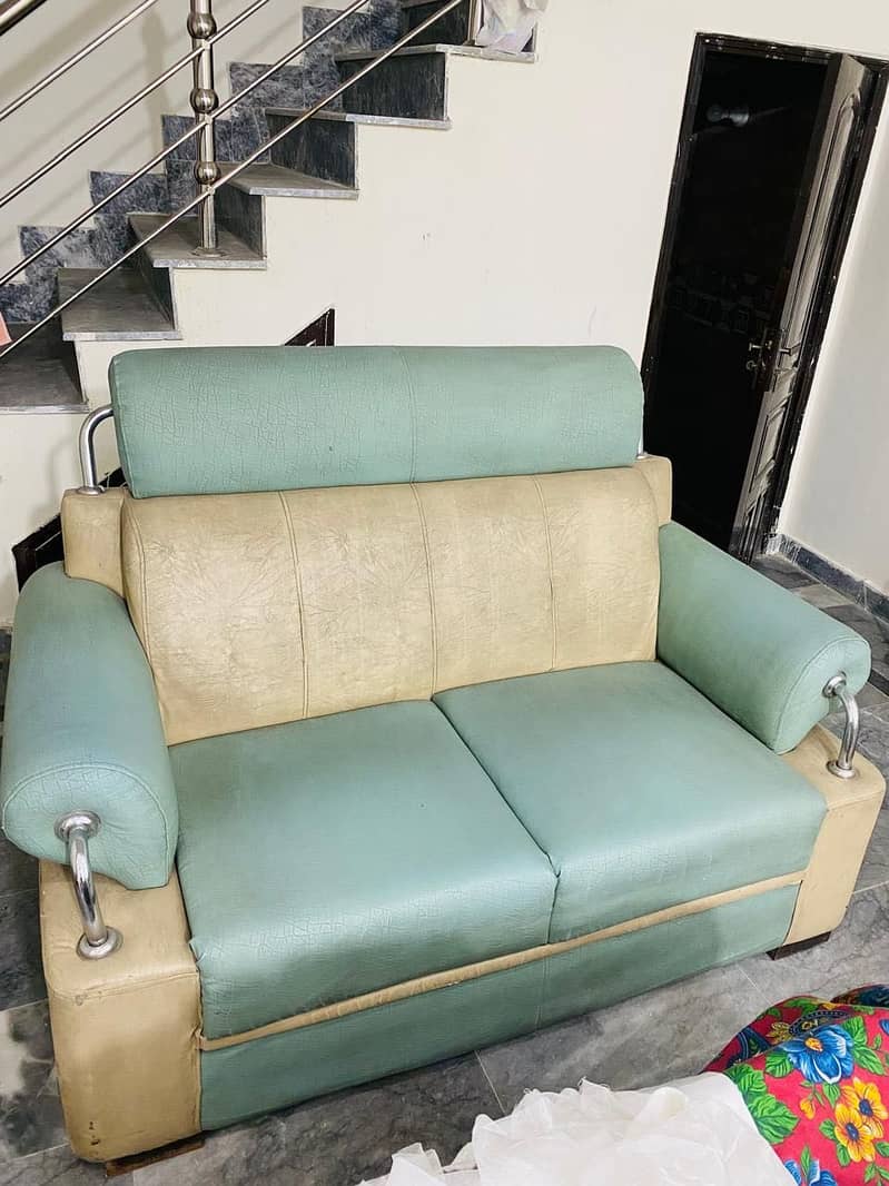 Leather sofa with table for sale 6