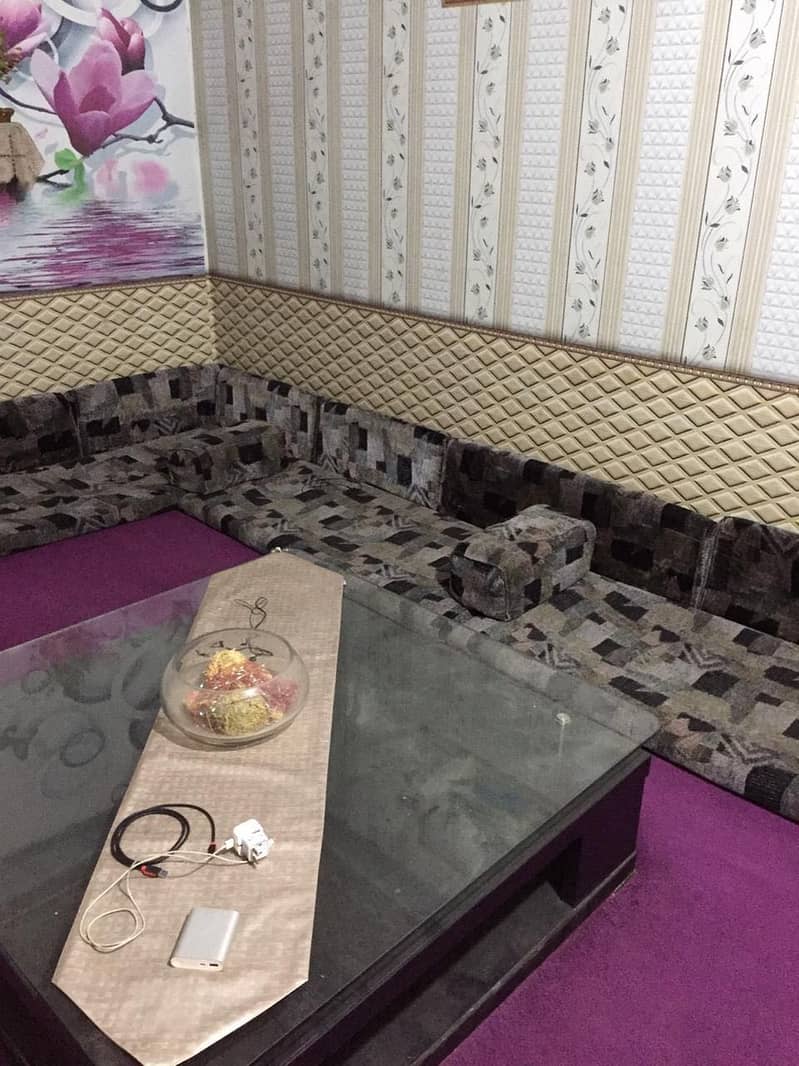 Leather sofa with table for sale 8