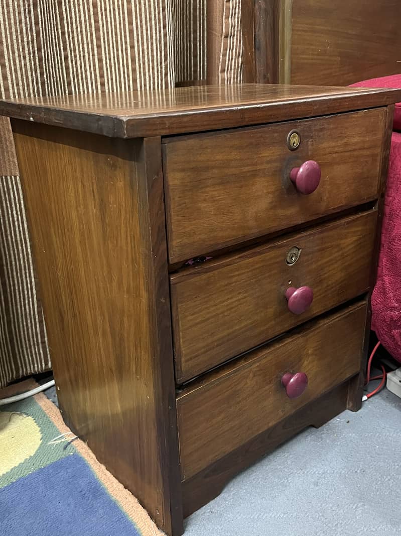 Bed with mattress and side table for sale 1