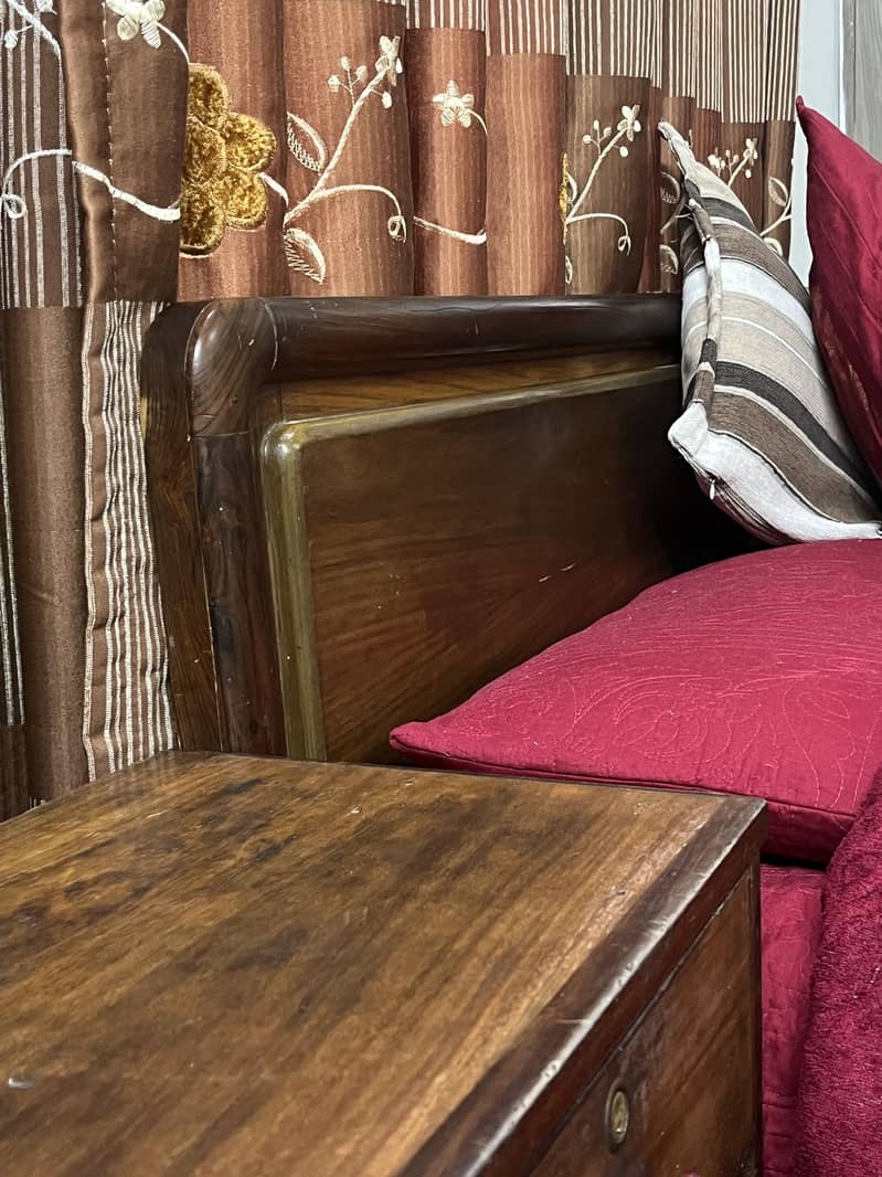 Bed with mattress and side table for sale 2