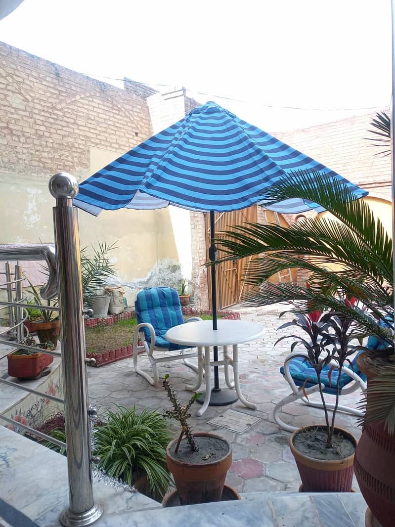 Waterproof Outdoor Garden Chairs and Table Set with Umbrella 1