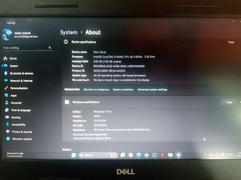 Dell latitude i3 Gen 8 SSD 256 GB 8 Gb ram 5