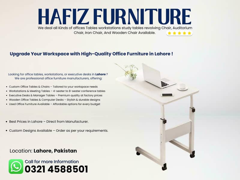 Laptop Table - Side Table - Study Table - Adjustable Computer Table 0
