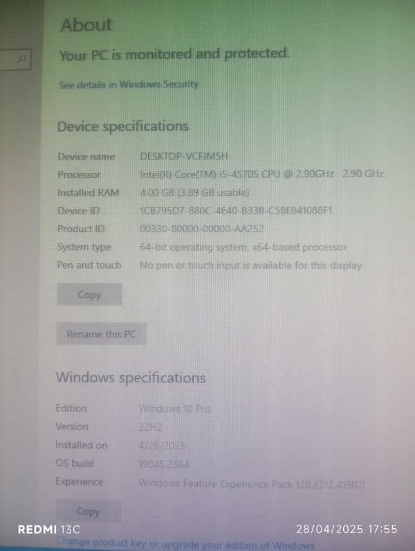 HP core i5 4 gen 4 GB 128 GB SSD 500 GB 5