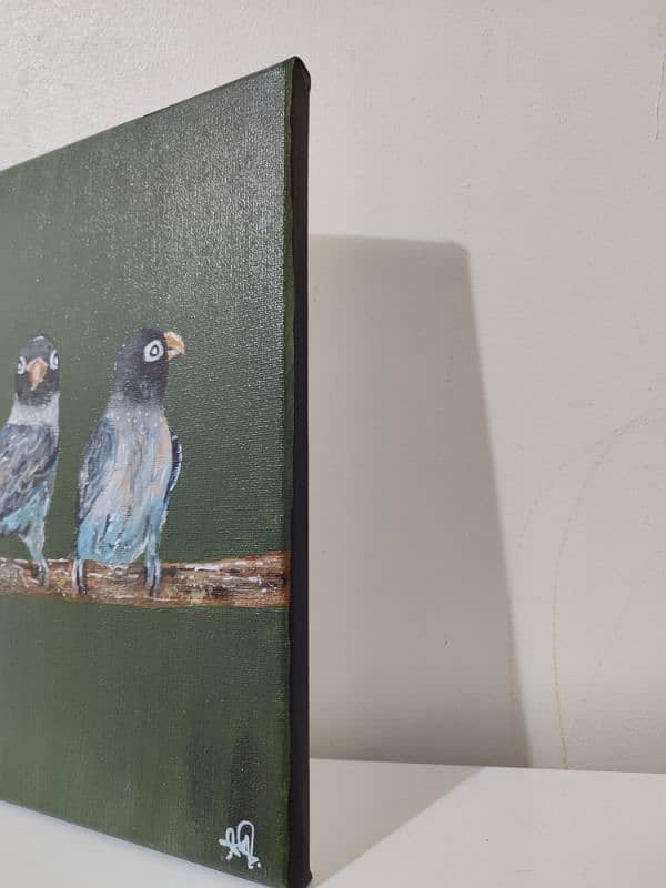 Realistic Love Birds Acrylic Painting On Imported Canvas 1