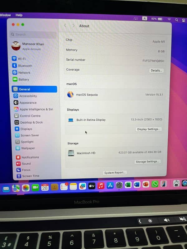 MacBook Pro 2020 – M1 Chip – 8GB RAM | 512GB SSD | Touch Bar 9