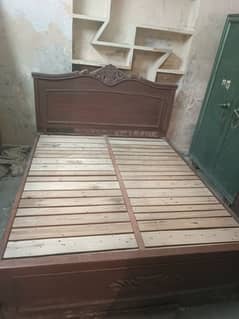 wooden bed brown color