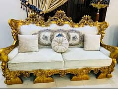 luxury wooden 7 seater sofa and center table