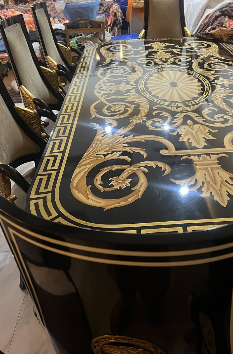 Dining Table with 8 chairs//8 seater Dining Table//wooden(Top Glass) 5