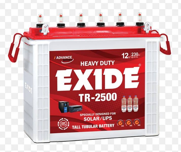 Tall tubular Exide battery TR-2500 3