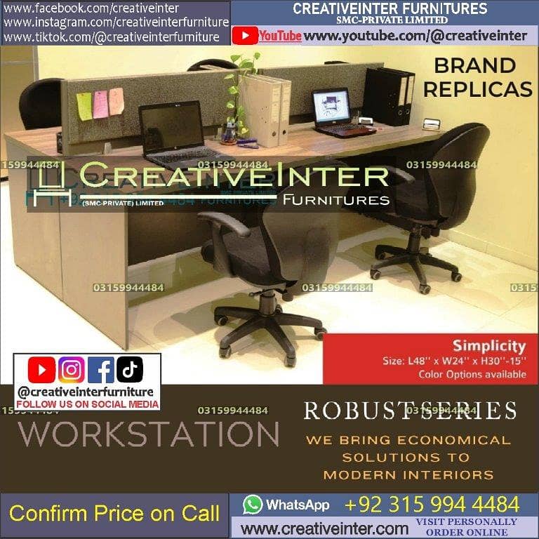 Office table workstation laptop computer chair sofa used working desk 9