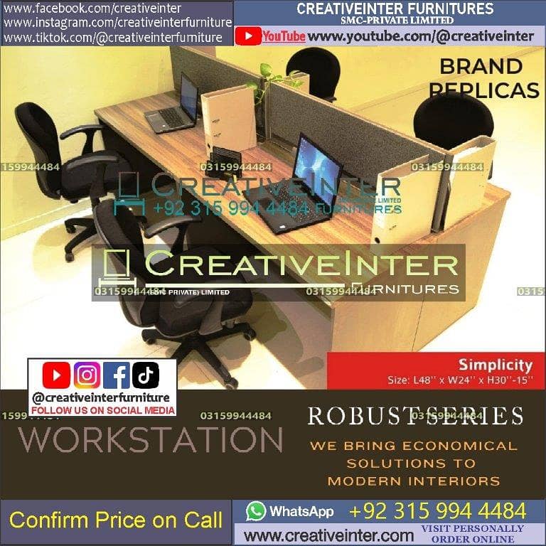 Office table workstation laptop computer chair sofa used working desk 10
