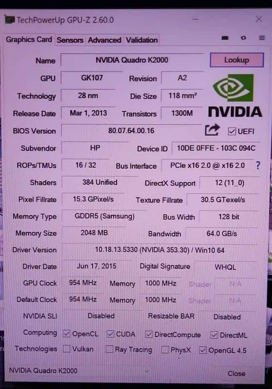 Nvidia k2000 2gb ddr5 128bits  gaming 0