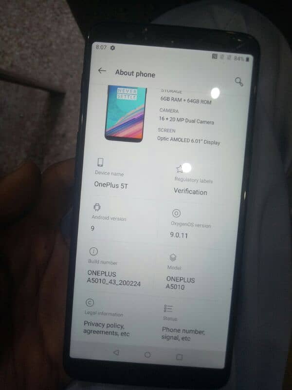 oneplus 5t 6gb 64gb duall sim PTA approved 1