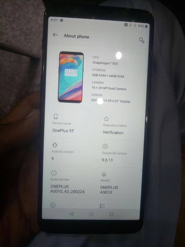 oneplus 5t 6gb 64gb duall sim PTA approved 2
