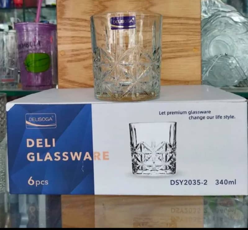 Delosoga Glassware Cups,Glass,Casserole Tray,Transparent Cups 6