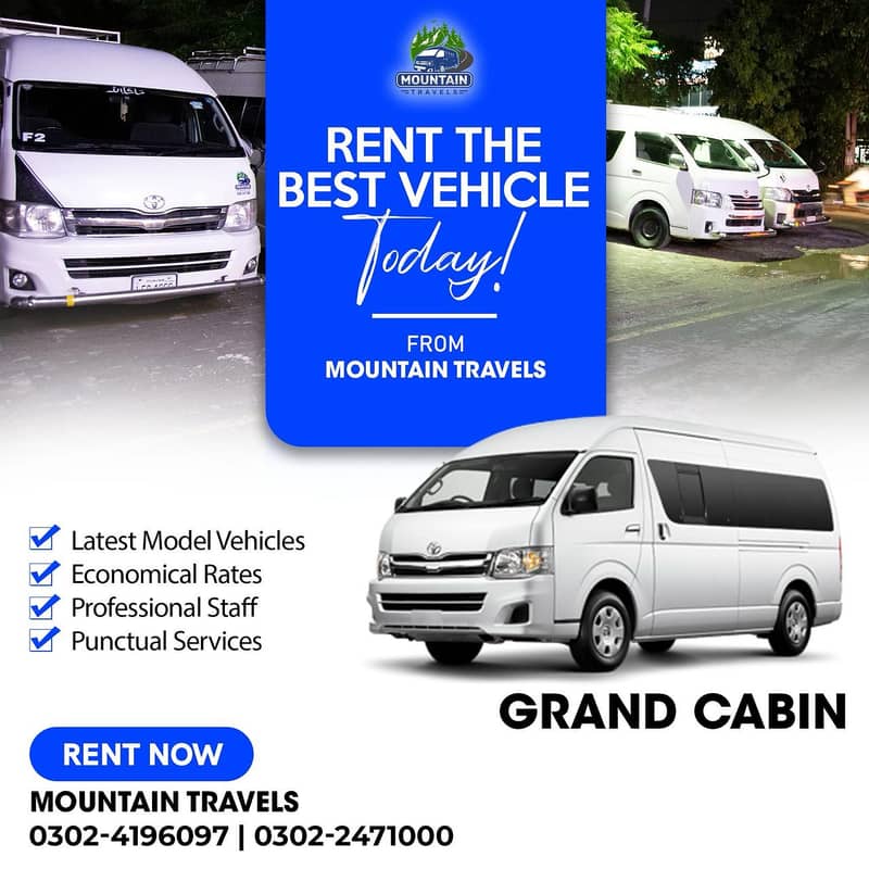 Rent A Car, Hiace Grand Cabin Lahore ,Travel, Events, Weddings, Tour 2