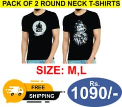 Pack of 2 100% Cotton Printed T-Shirts
