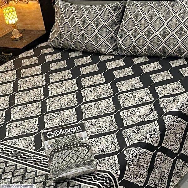 3 pcs cotton printed Double Bedsheets 0