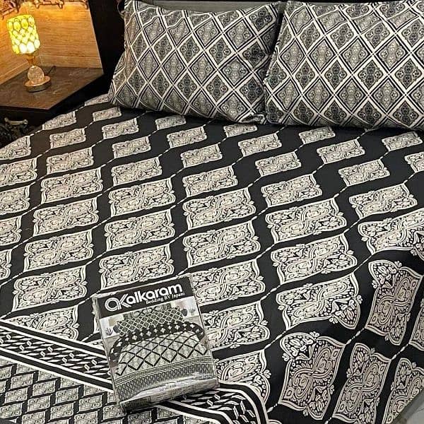 3 pcs cotton printed Double Bedsheets 1