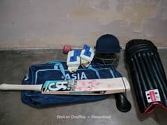 Cricket kit.  bat . pads . Gloves . Halmet . Gard . kit bag . ball .