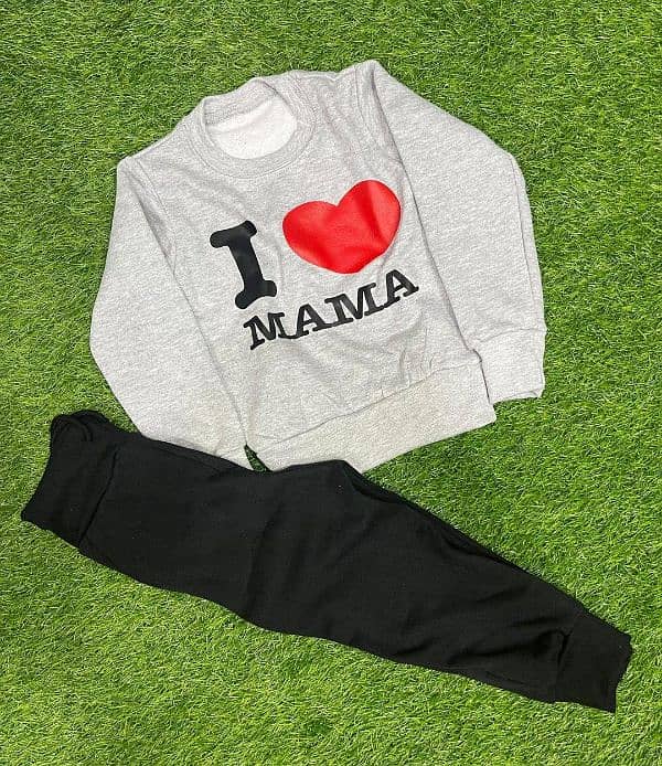 2 PCs girls fleece printed Sweatshirt Tracksuit 1