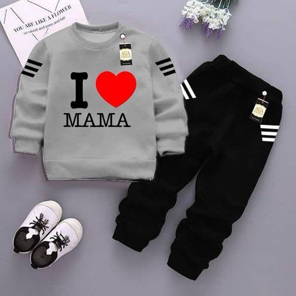2 PCs girls fleece printed Sweatshirt Tracksuit 2
