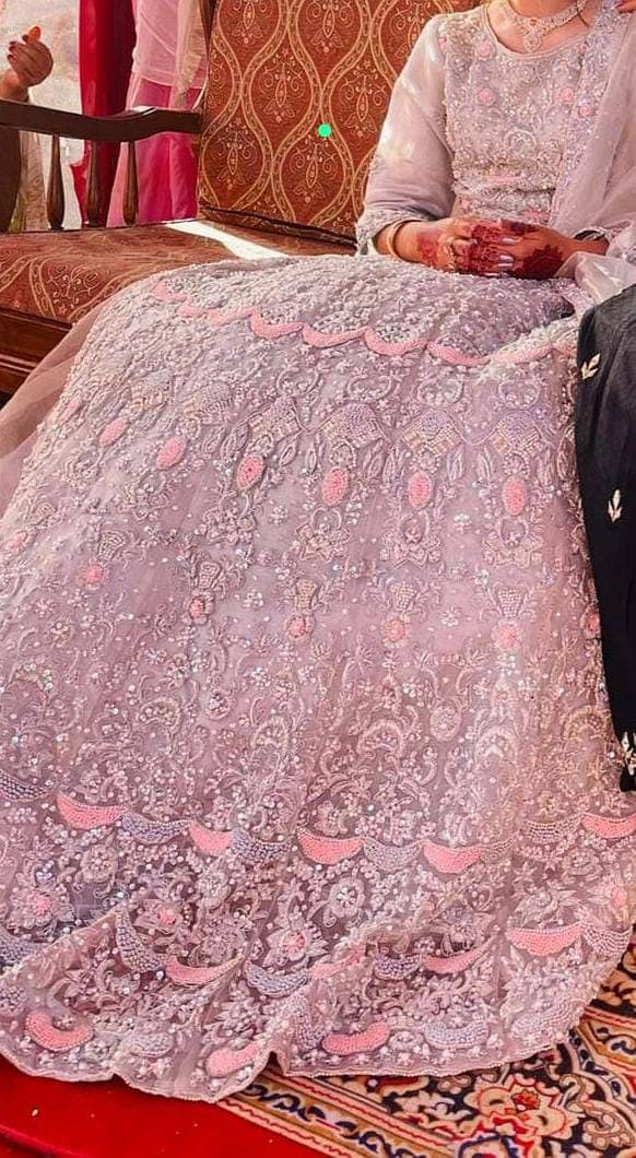 Grey and pink walima maxi with heavy work 0