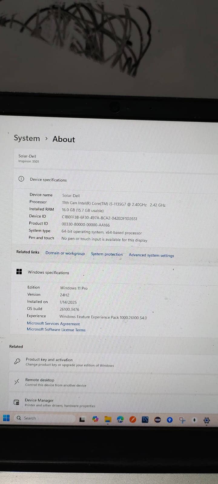 Dell Inspiron 3501 16GB RAM 11th Generation Core I-5 11 PRO WINDOW 0