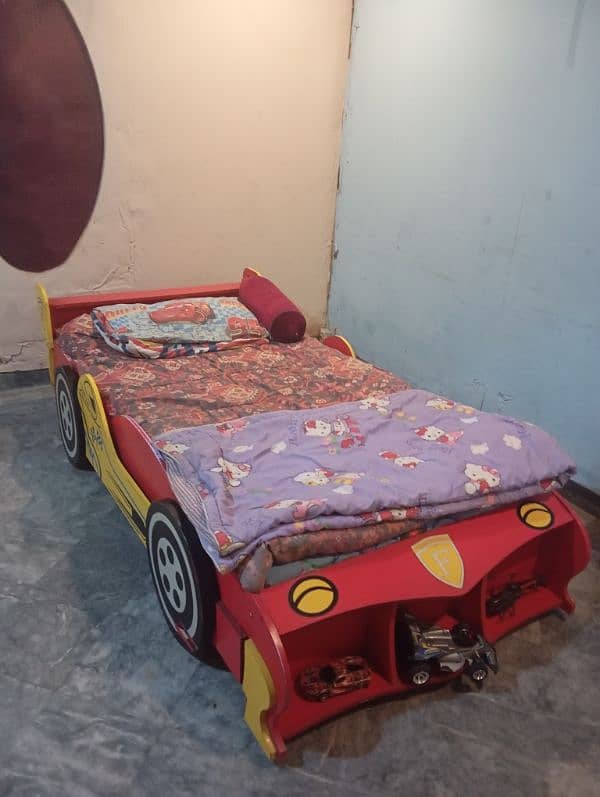 kids bed in the shape of a car for 2 kids red color 0