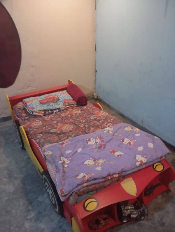 kids bed in the shape of a car for 2 kids red color 3