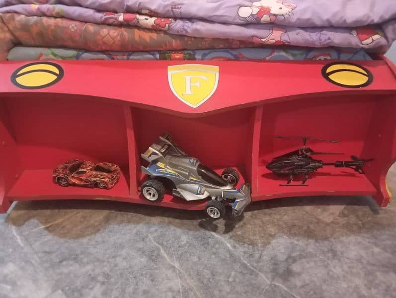 kids bed in the shape of a car for 2 kids red color 4
