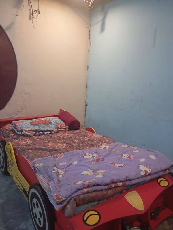 kids bed in the shape of a car for 2 kids red color 5
